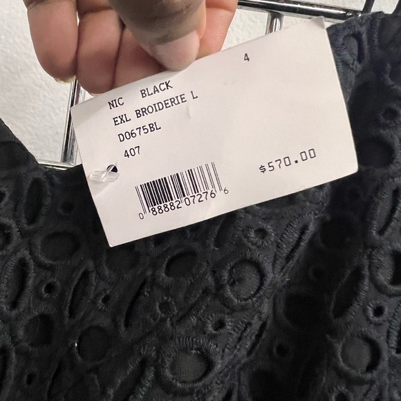 NWT Nicholas Mini‎ Eyelet Cut Out Perforated Sheath Cocktail Dress Black Size 4 - Picture 7 of 11